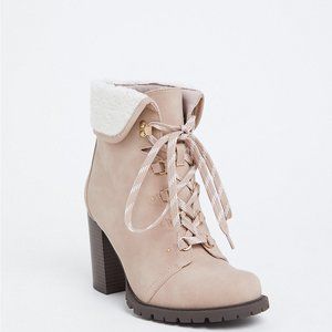 TORRID Light Tan Faux Suede Foldover Boot